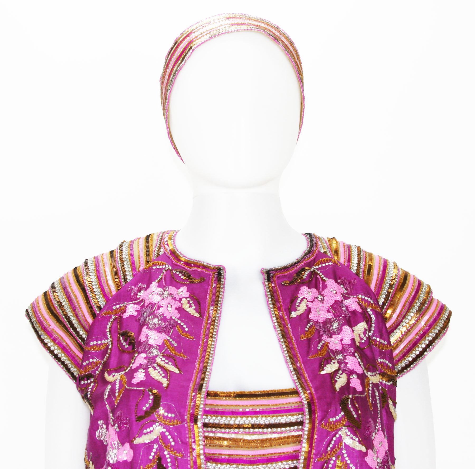 Women's Christian Dior PRINTEMPS-ETE 1980 Numbered Embellished Jacket + Top + Headband  For Sale
