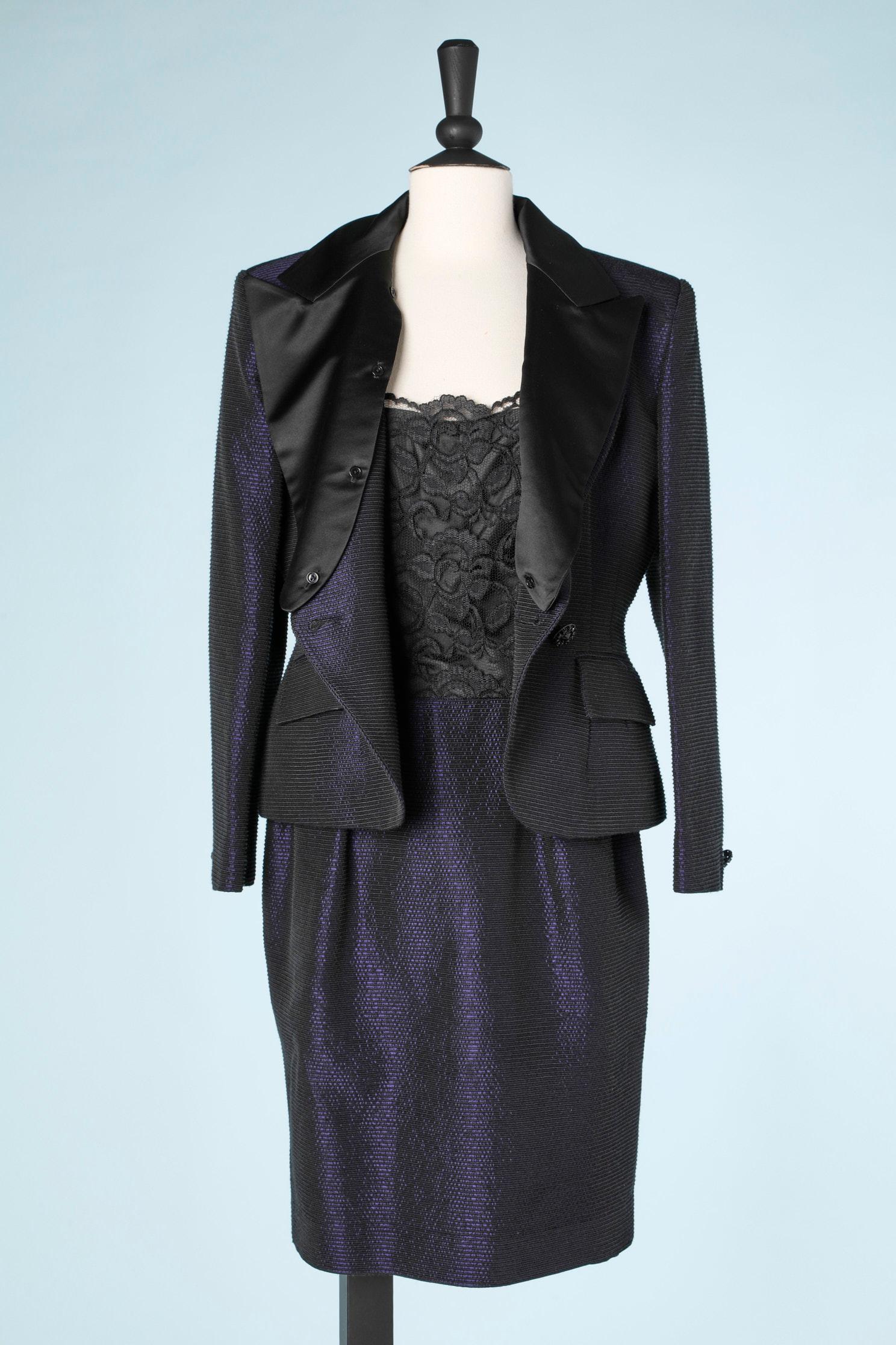 Women's Christian Dior purple and black cocktail dress- suit 