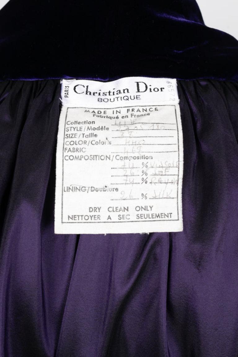 Christian Dior Purple Blended Velvet Coat For Sale 4