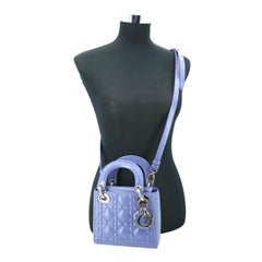 Christian Dior Purple Cannage Leather Quilted Mini Lady Dior Bag
