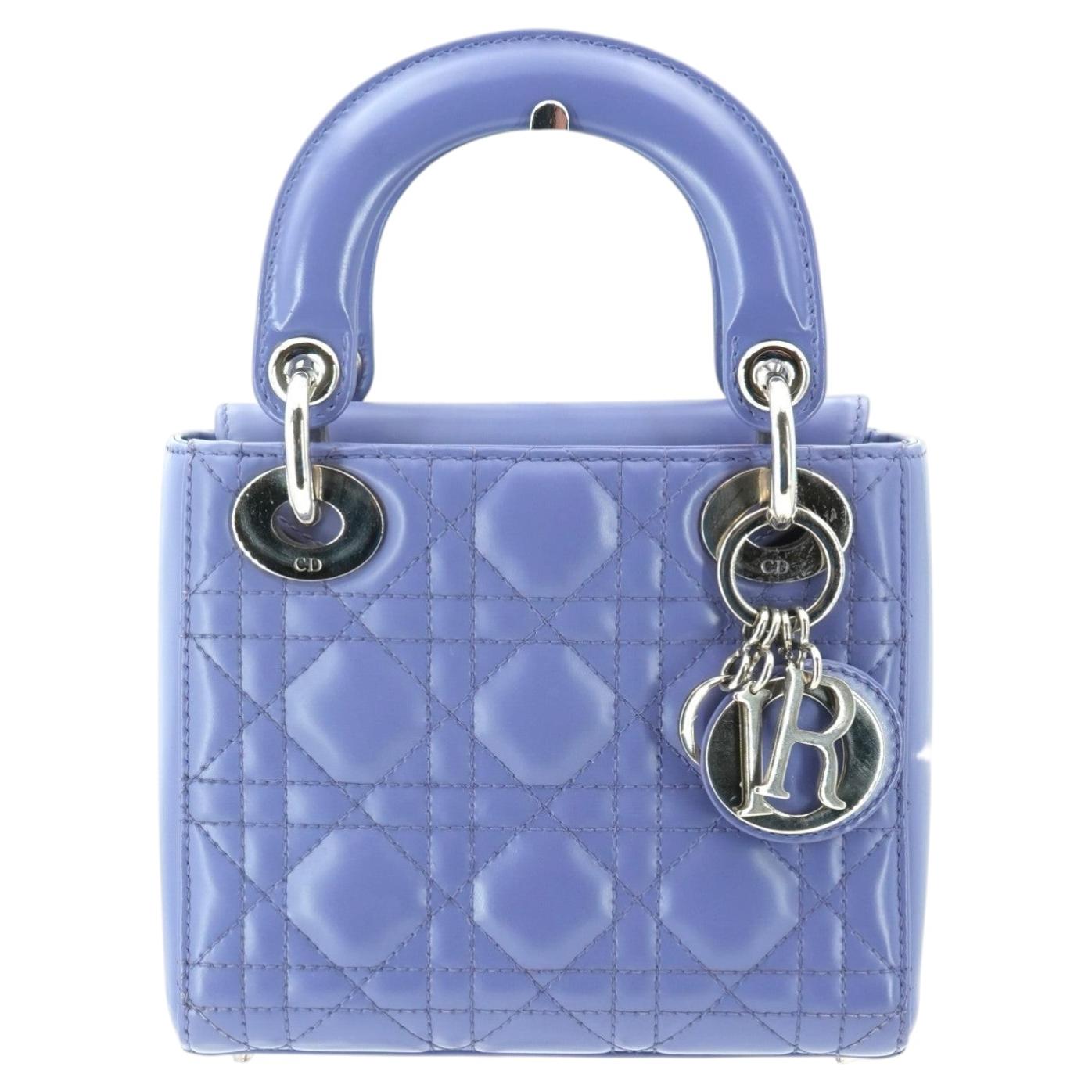 Christian Dior Purple Cannage Leather Quilted Mini Lady Dior Bag