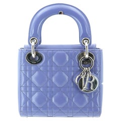 Christian Dior Purple Cannage Leather Quilted Mini Lady Dior Bag