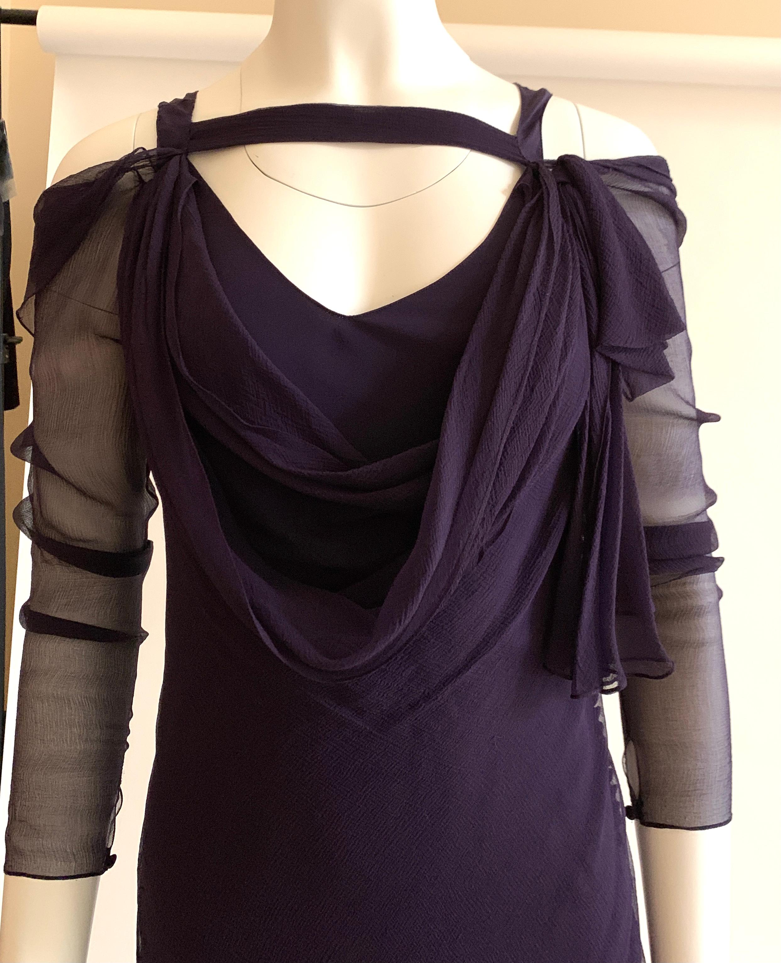 purple cold shoulder dress