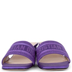 CHRISTIAN DIOR purple DWAY EMBROIDERED SATIN MULE Sandals Shoes 38.5