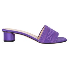 CHRISTIAN DIOR purple DWAY EMBROIDERED SATIN MULE Sandals Shoes 38.5