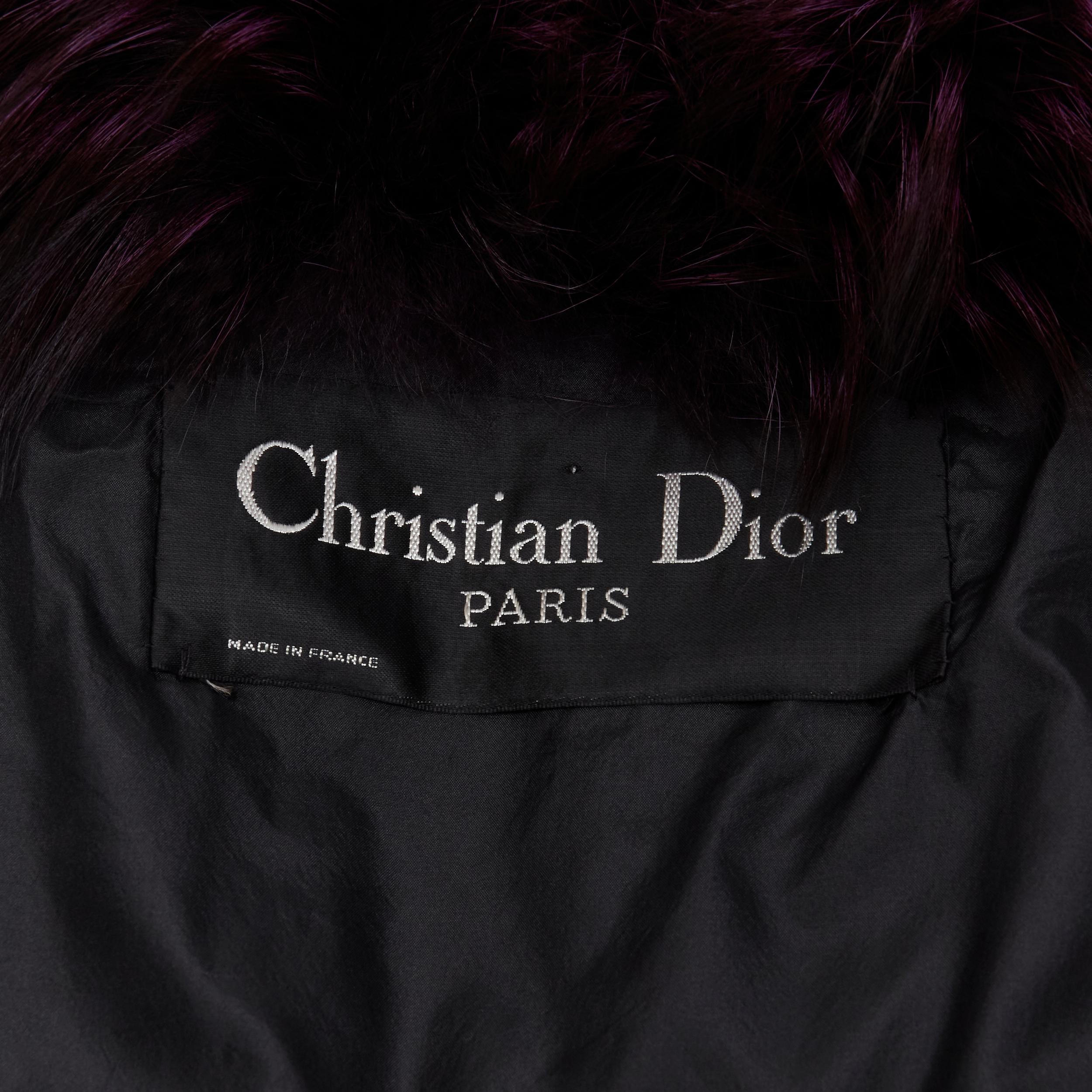 CHRISTIAN DIOR purple dyed Silver Fox fur chained collar oversized cape coat 4