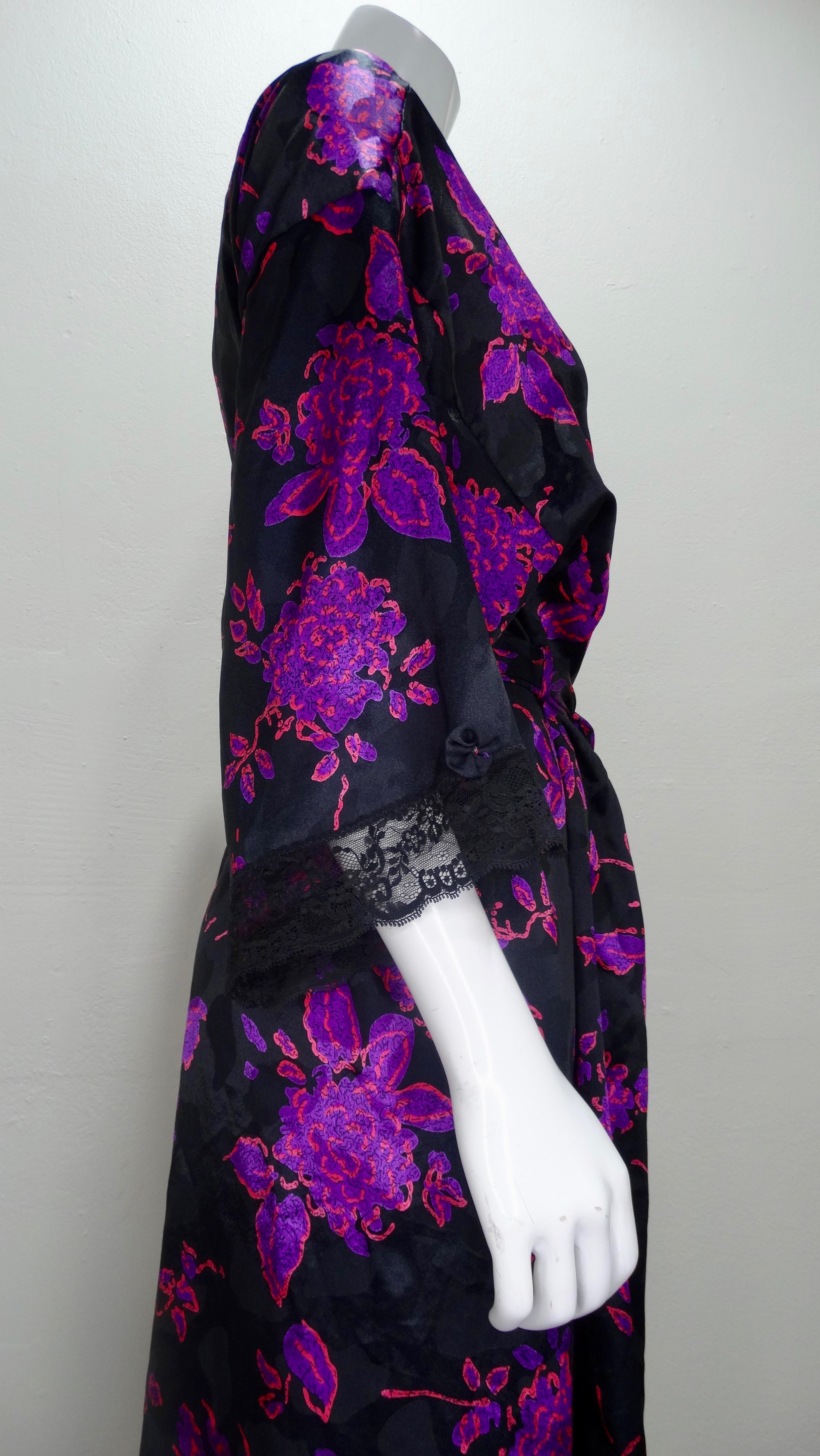 Christian Dior Purple Floral Silk Robe  2