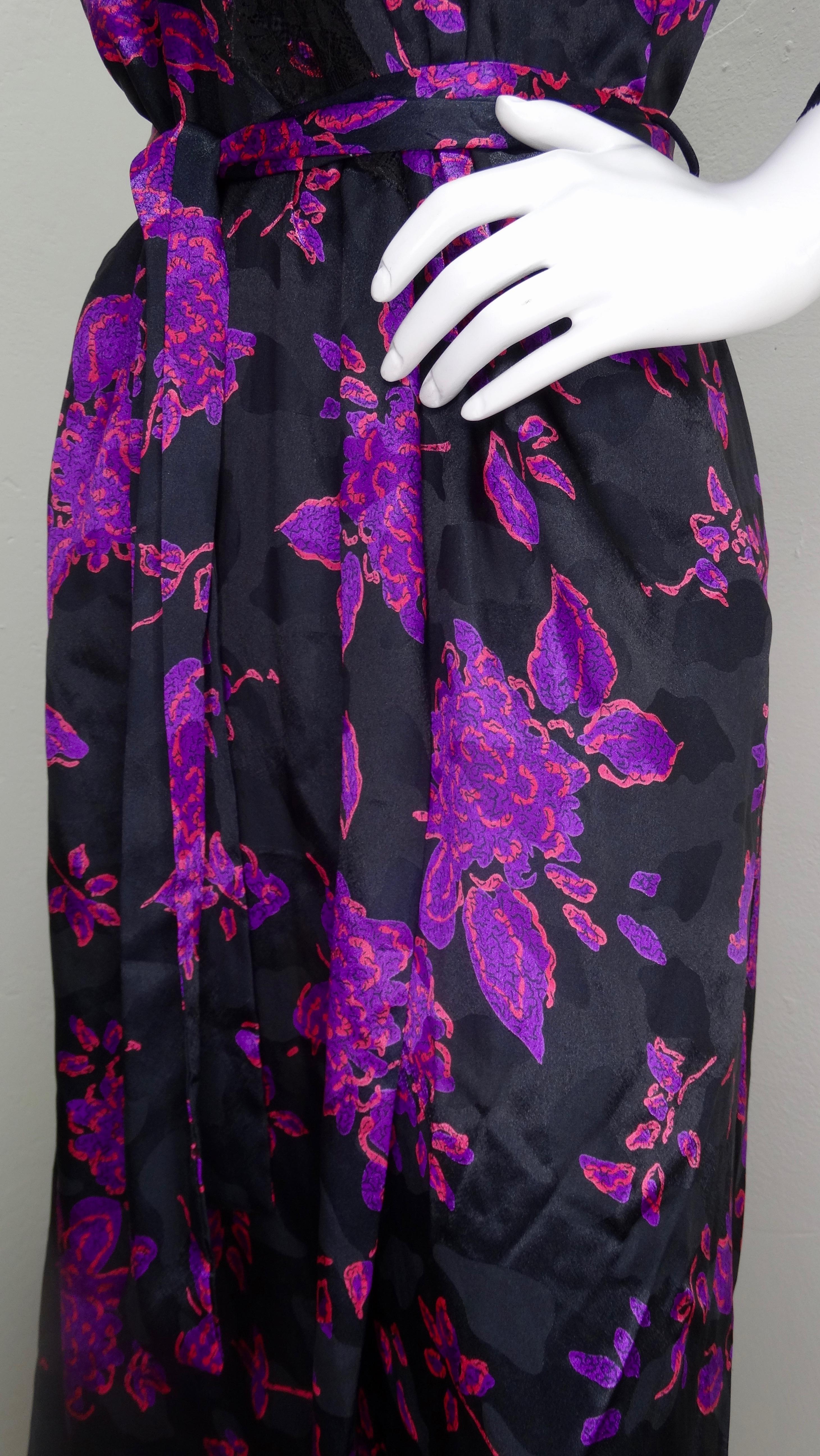 Christian Dior Purple Floral Silk Robe  1
