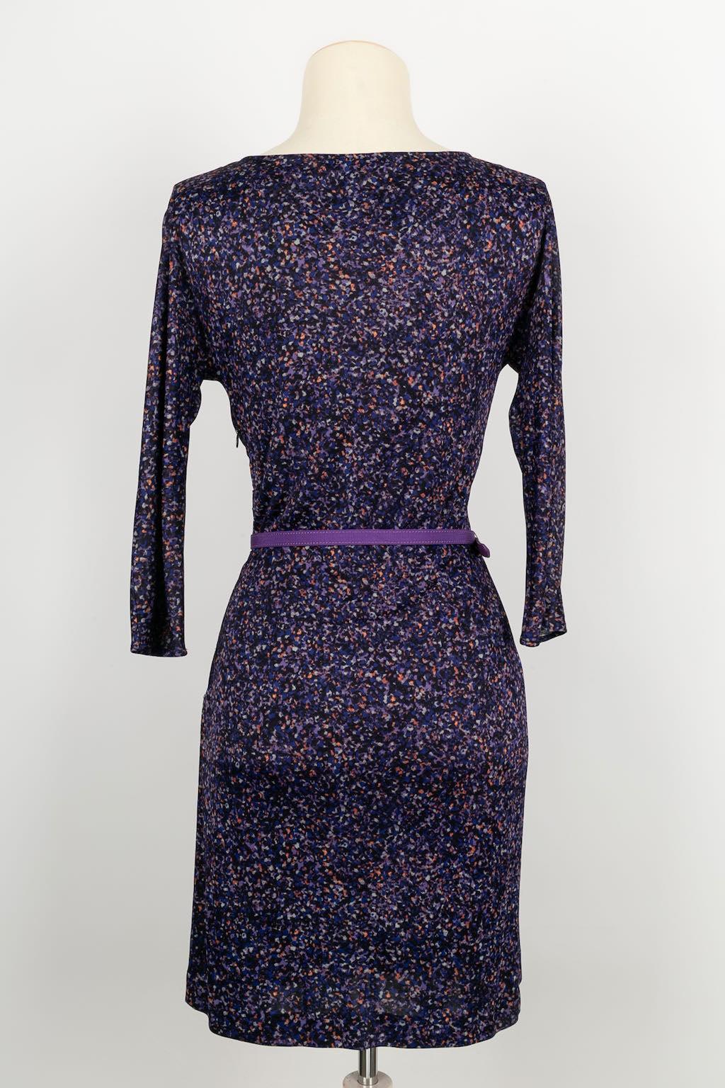 Black Christian Dior Purple Jersey Dress, Size 38FR For Sale