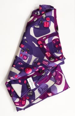 Christian Dior Purple Jewels Silk Scarf