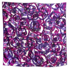 Christian Dior Purple Jewels Silk Scarf