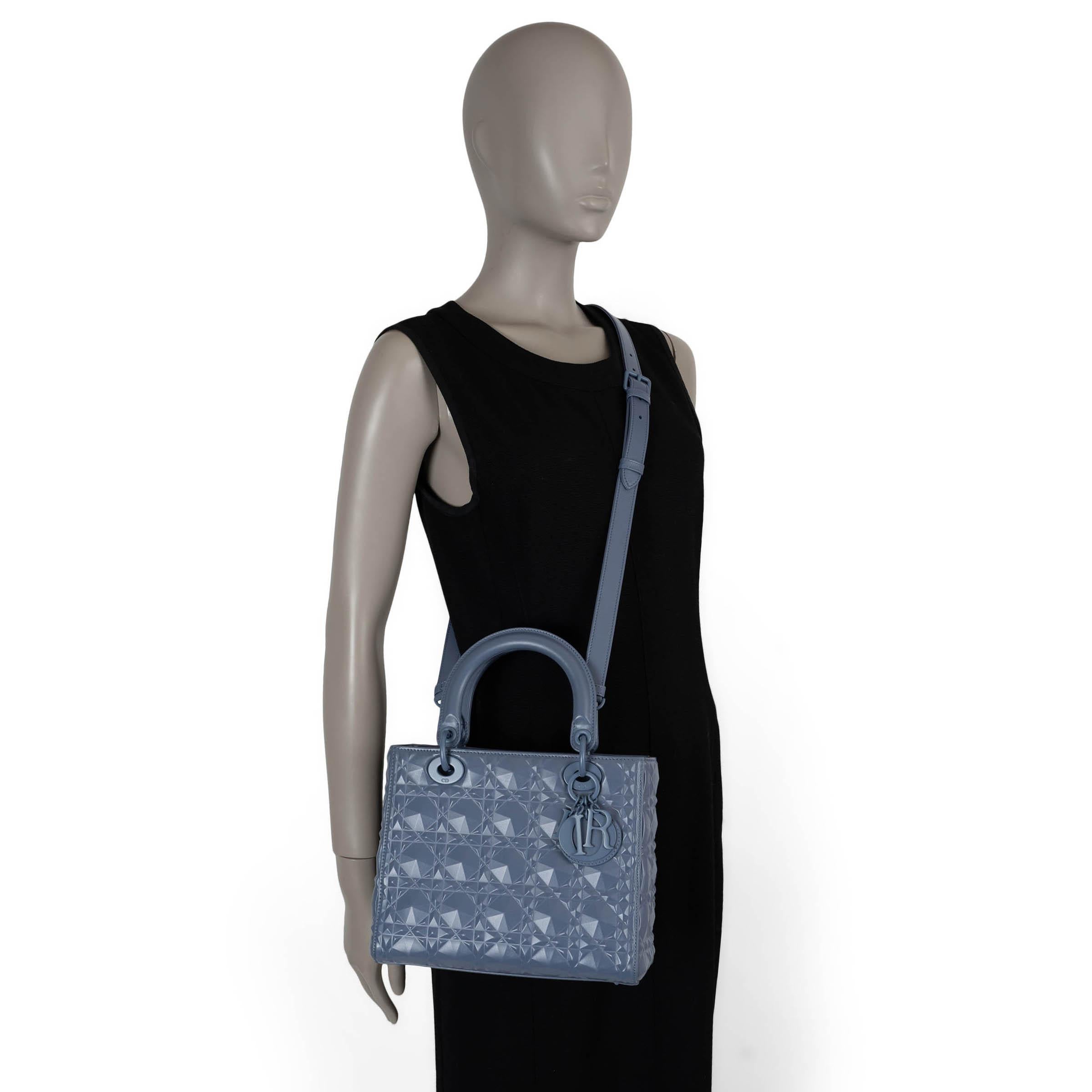 CHRISTIAN DIOR purple leather 2022 DIAMOND MEDIUM LADY DIOR TOTE Bag en vente 5