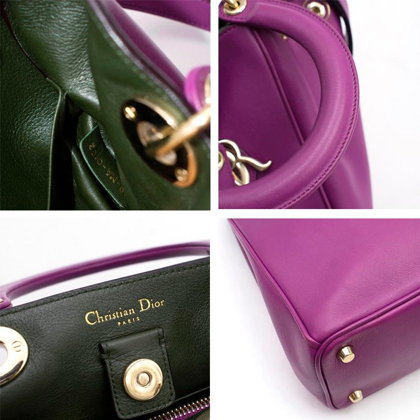 Brown Christian Dior Purple Leather Diorissimo Bag For Sale