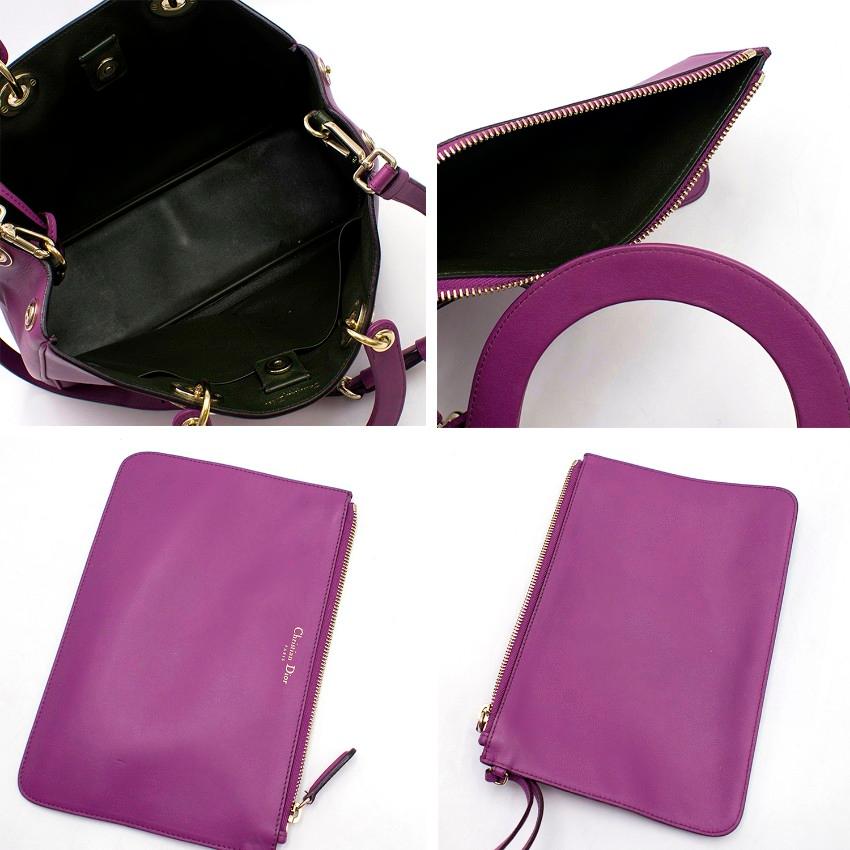 Christian Dior Purple Leather Diorissimo Bag In Excellent Condition For Sale In London, GB