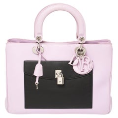Christian Dior Purple Leather Diorissimo Pocket Tote Bag