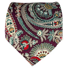 CHRISTIAN DIOR Purple Multi Color Paisley Tie