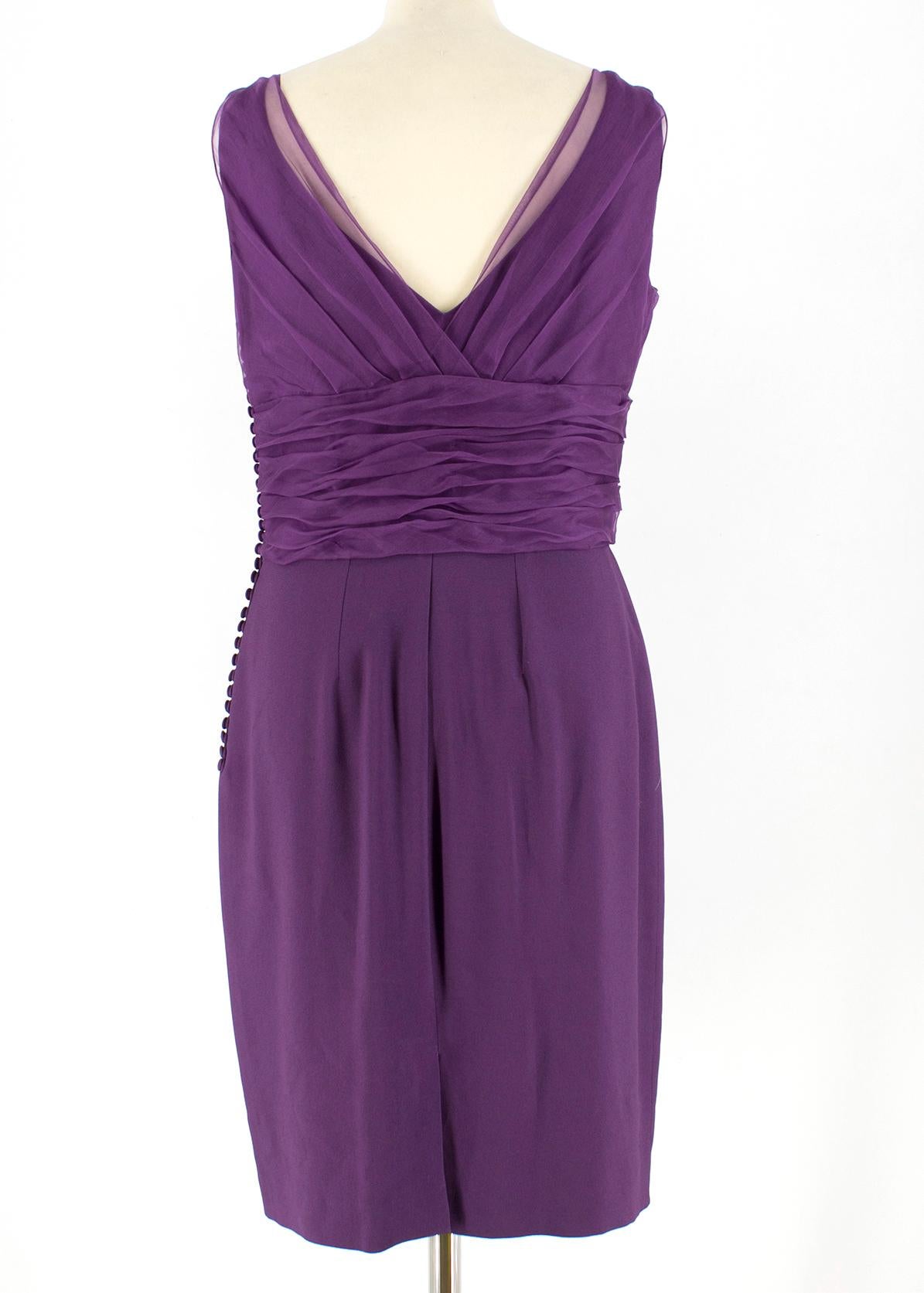 Christian Dior Purple Pleated Draped Dress - Size US 8 In Excellent Condition For Sale In London, GB