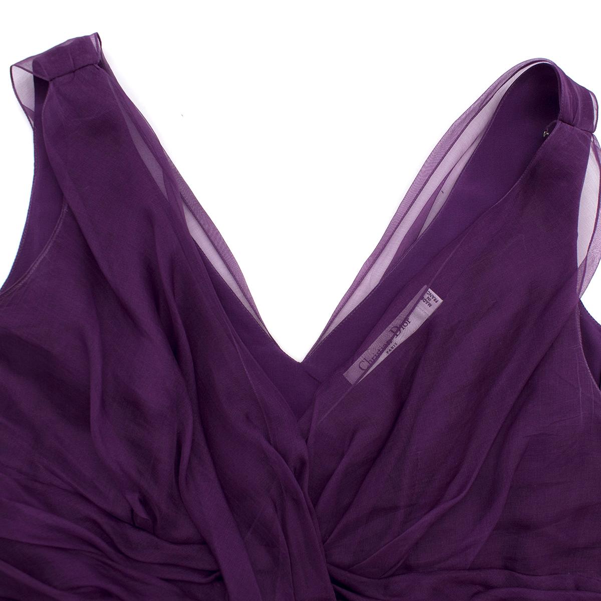 Women's Christian Dior Purple Pleated Draped Dress - Size US 8 For Sale