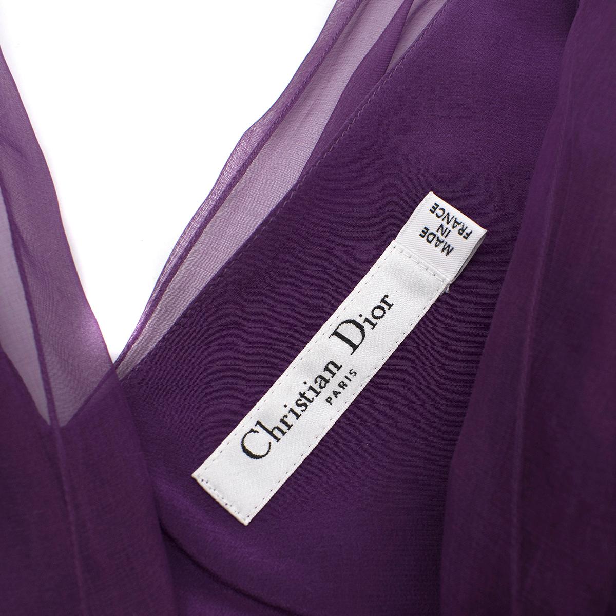 Christian Dior Purple Pleated Draped Dress - Size US 8 For Sale 1