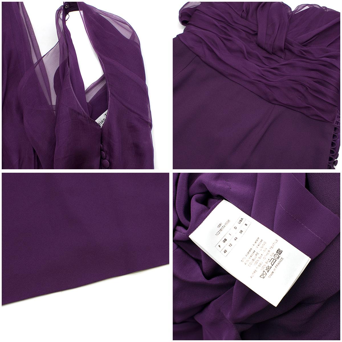 Christian Dior Purple Pleated Draped Dress - Size US 8 For Sale 5