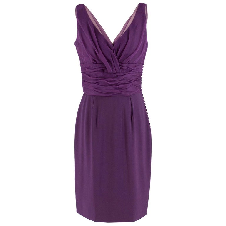Christian Dior Purple Pleated Draped Dress 40 (FR) For Sale at 1stdibs