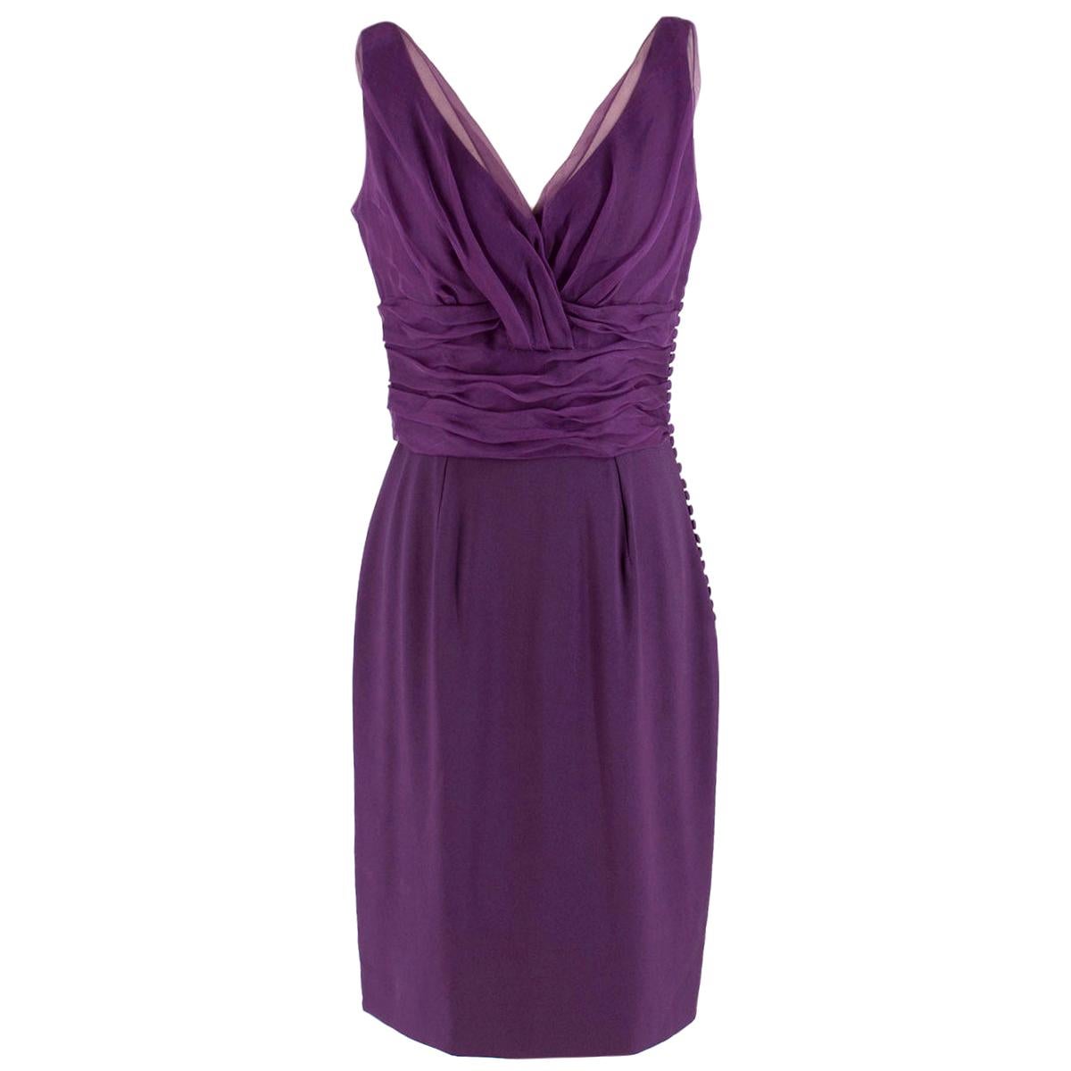 Christian Dior Purple Pleated Draped Dress - Size US 8 For Sale