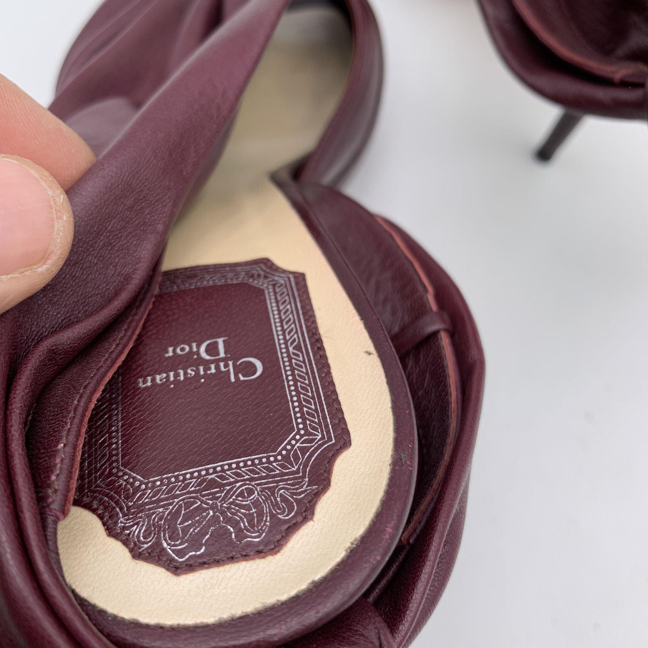 Christian Dior Purple Plum Leather Open Toe Slingback Heels Size 40 In Good Condition In Rome, Rome