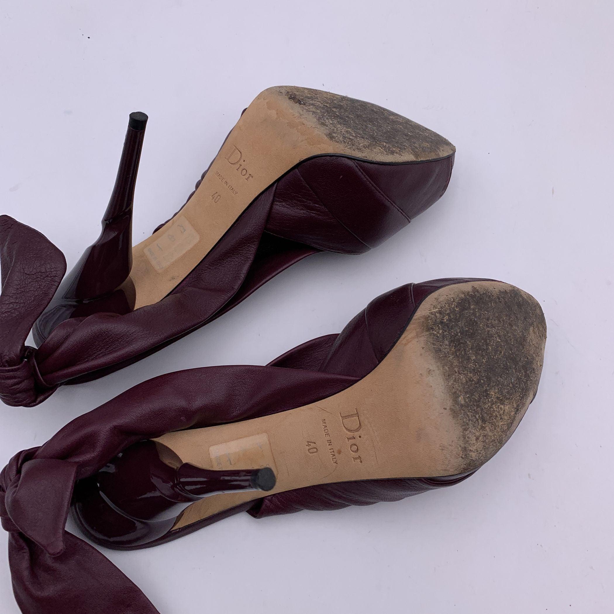 Women's Christian Dior Purple Plum Leather Open Toe Slingback Heels Size 40