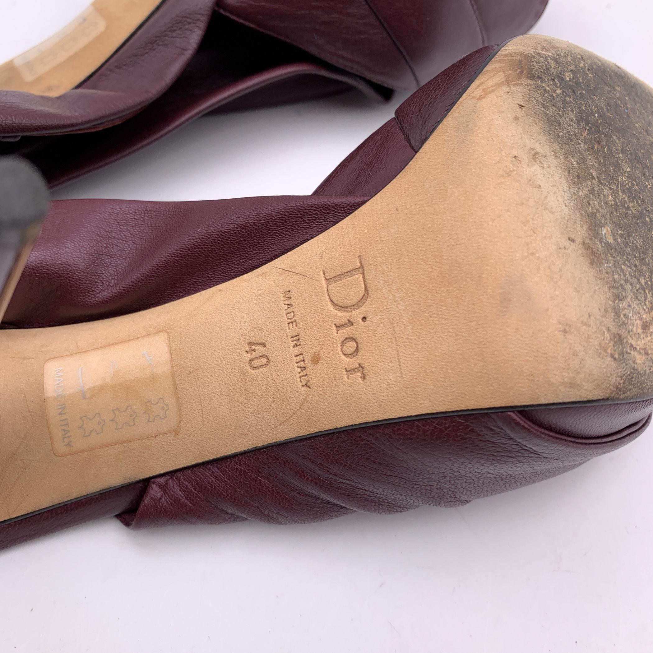 Christian Dior Purple Plum Leather Open Toe Slingback Heels Size 40 1