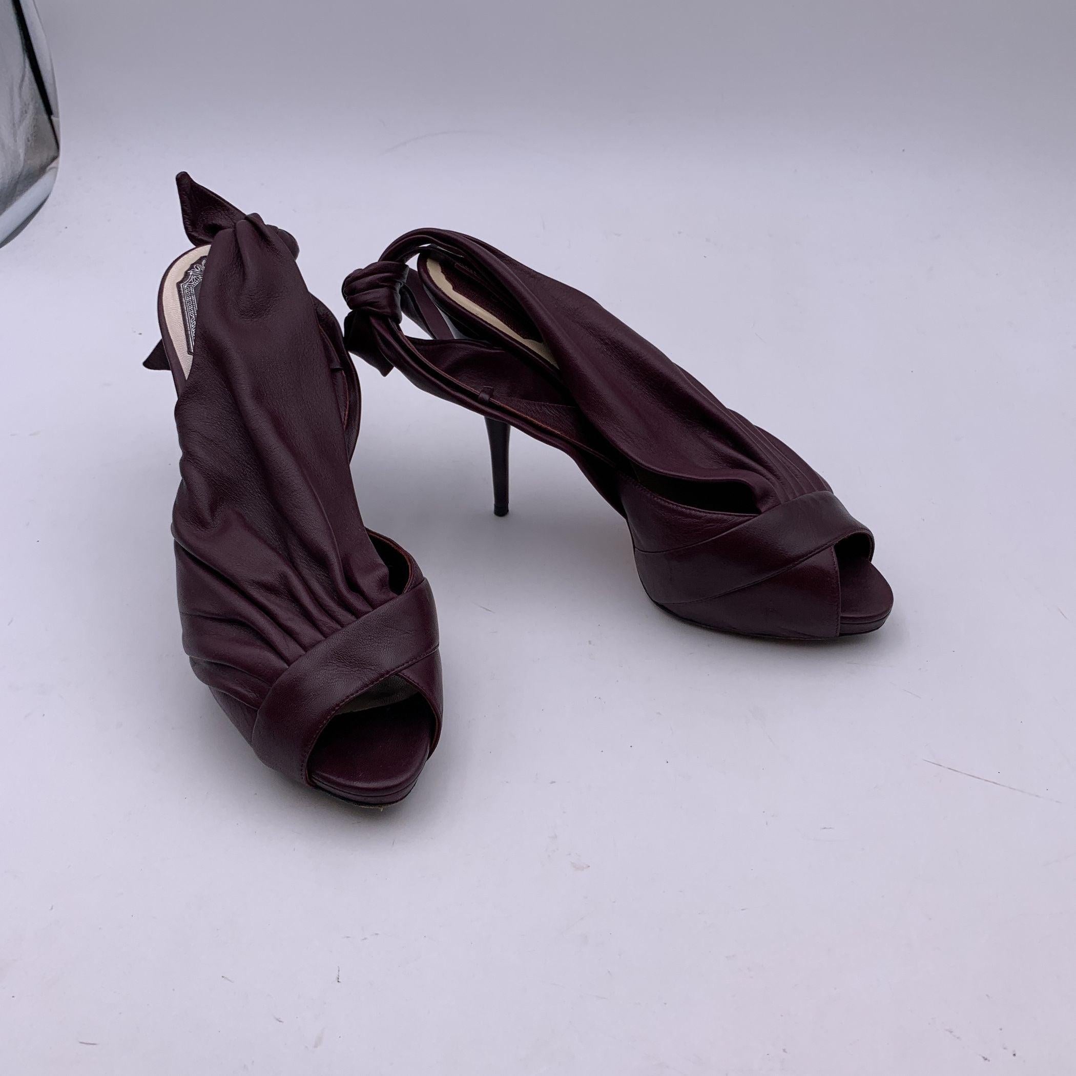 Christian Dior Purple Plum Leather Open Toe Slingback Heels Size 40 2