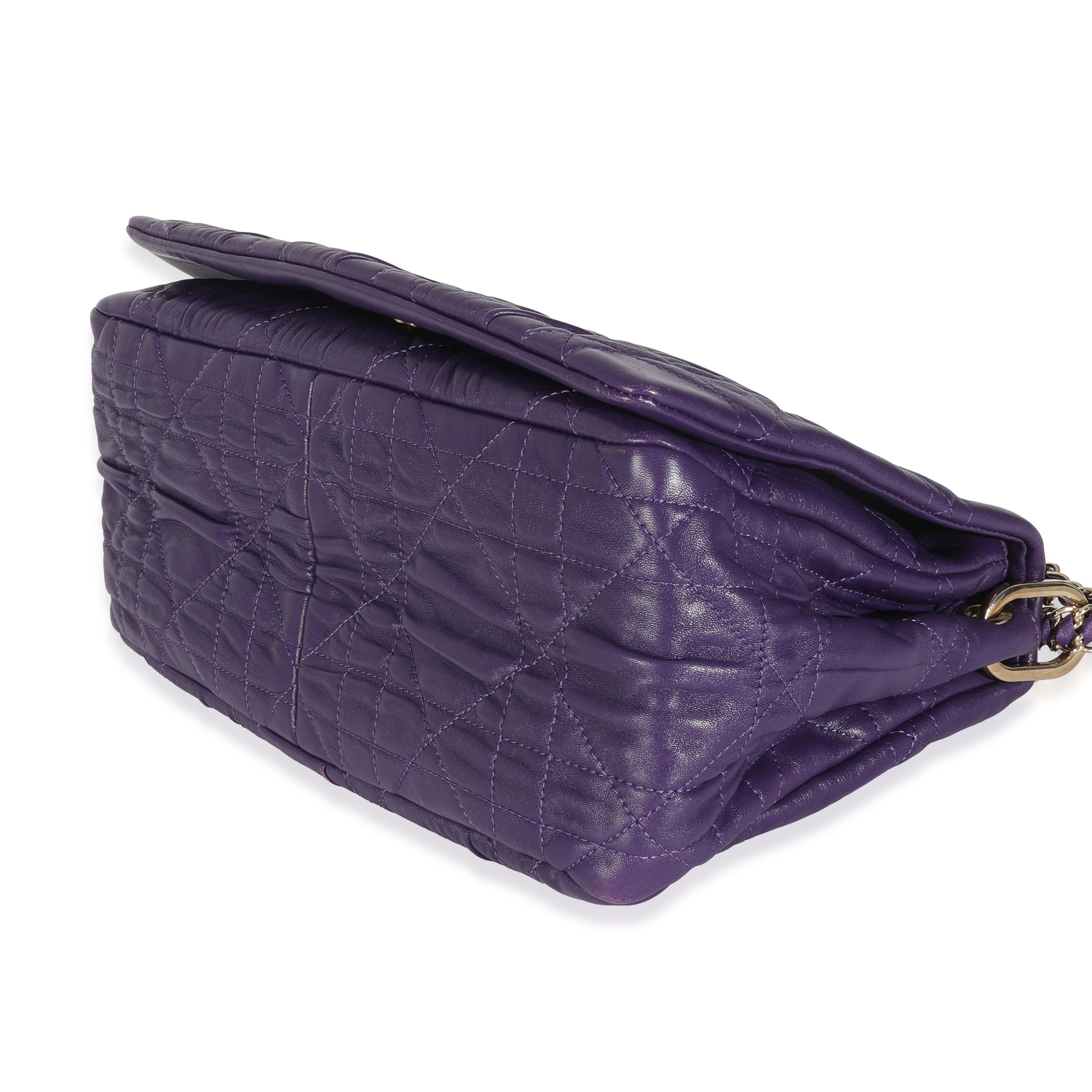 Christian Dior Purple Ruched Lambskin Delidior Flap Bag For Sale 1