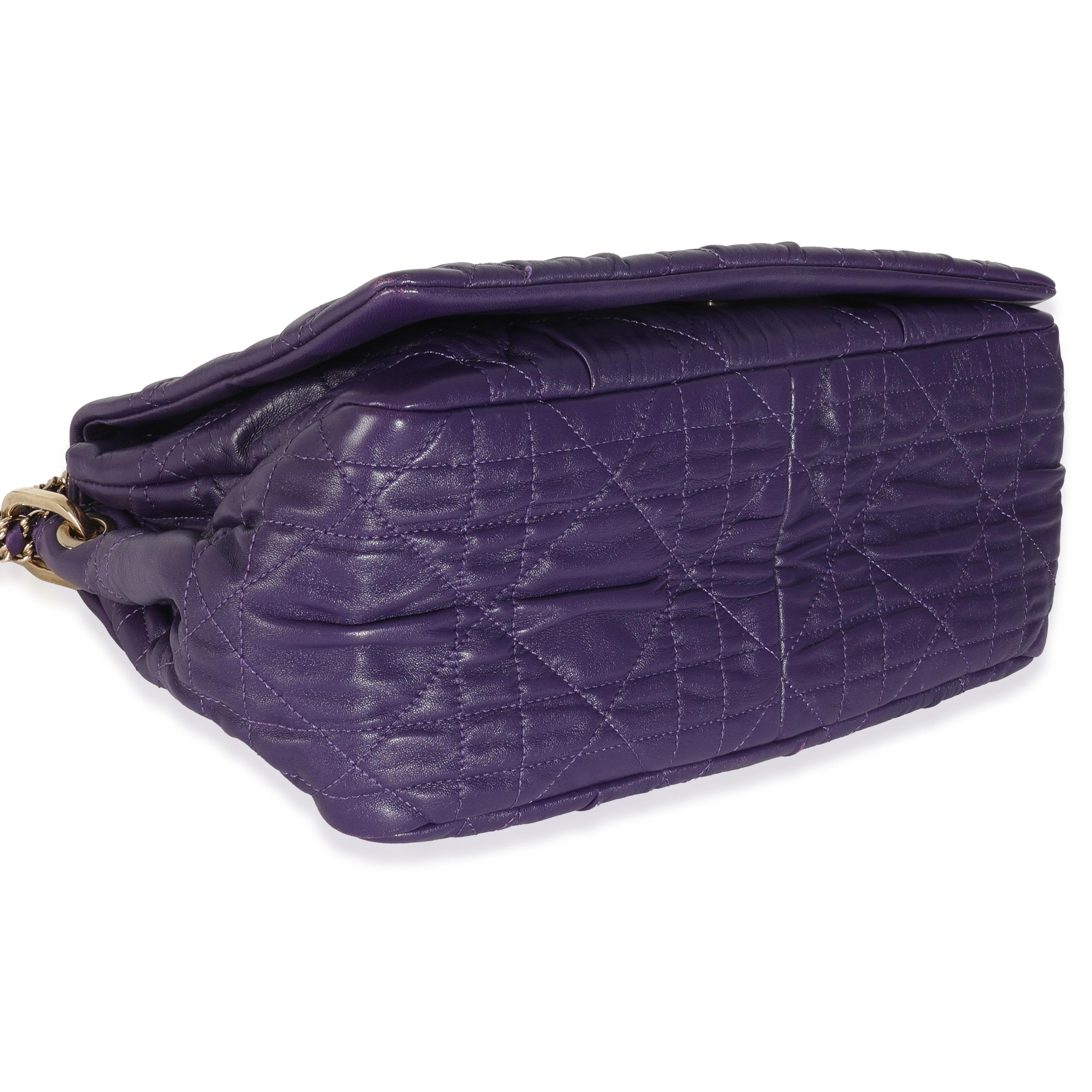 Christian Dior Purple Ruched Lambskin Delidior Flap Bag For Sale 3