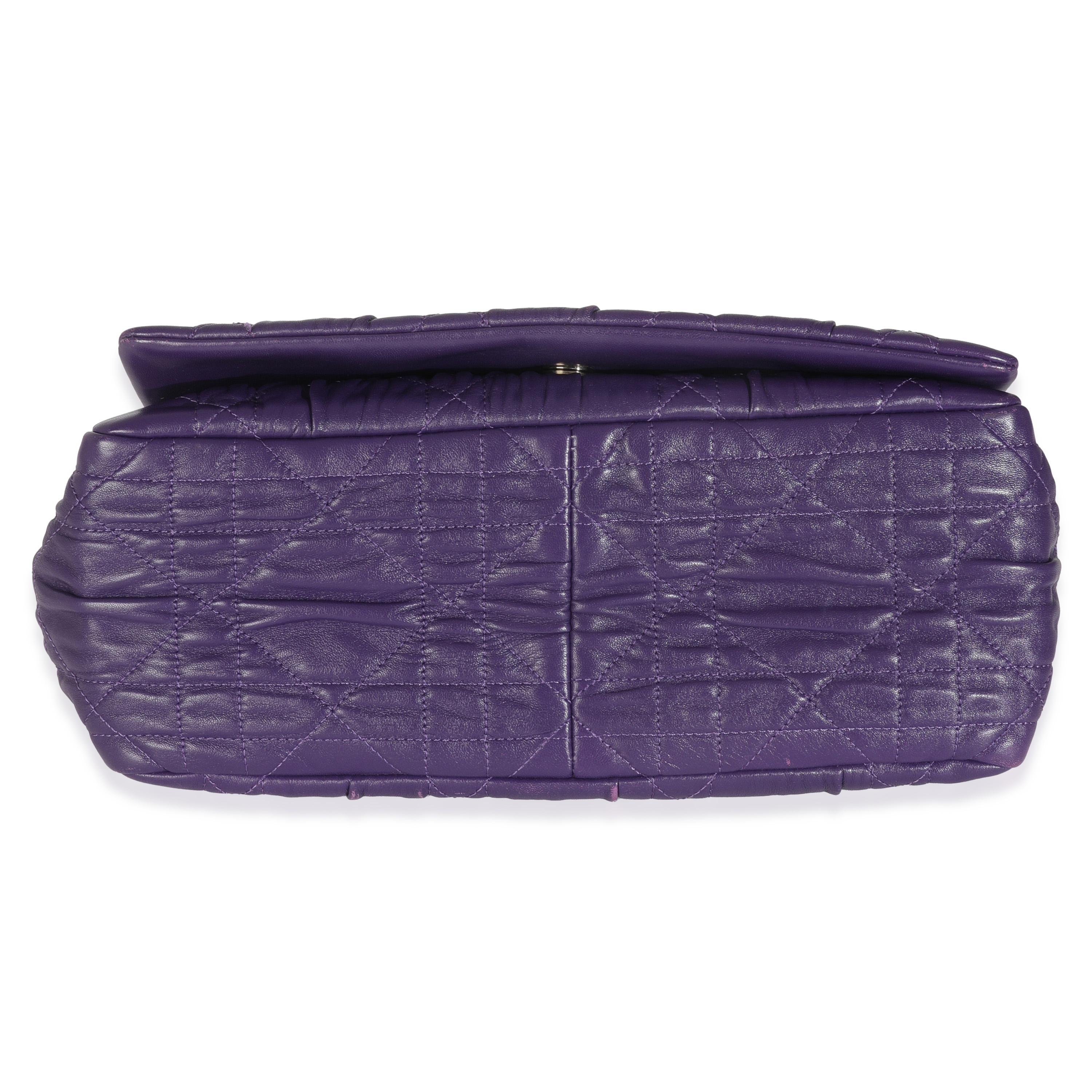 Christian Dior Purple Ruched Lambskin Delidior Flap Bag For Sale 4