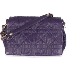 Christian Dior Purple Ruched Lambskin Delidior Flap Bag