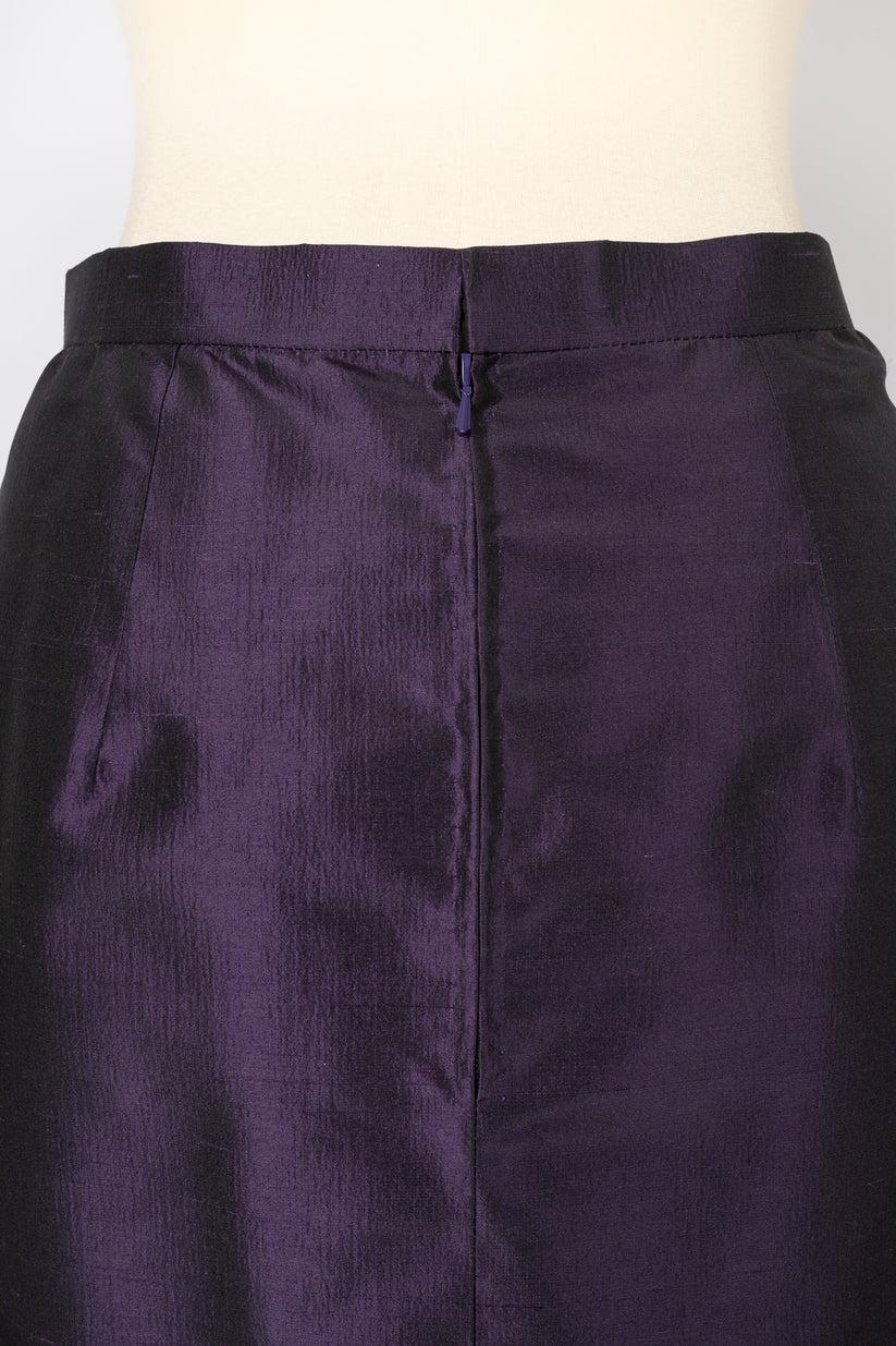 Christian Dior Purple Silk Set of Jacket and Skirt For Sale 7