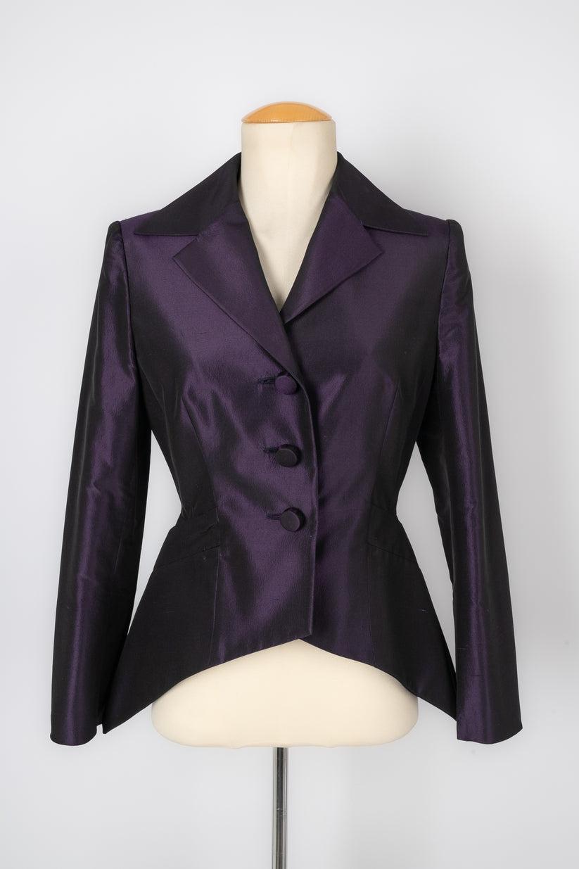 Christian Dior Purple Silk Set of Jacket and Skirt For Sale 1