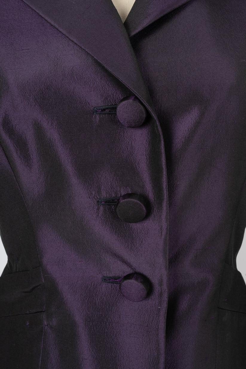 Christian Dior Purple Silk Set of Jacket and Skirt For Sale 3