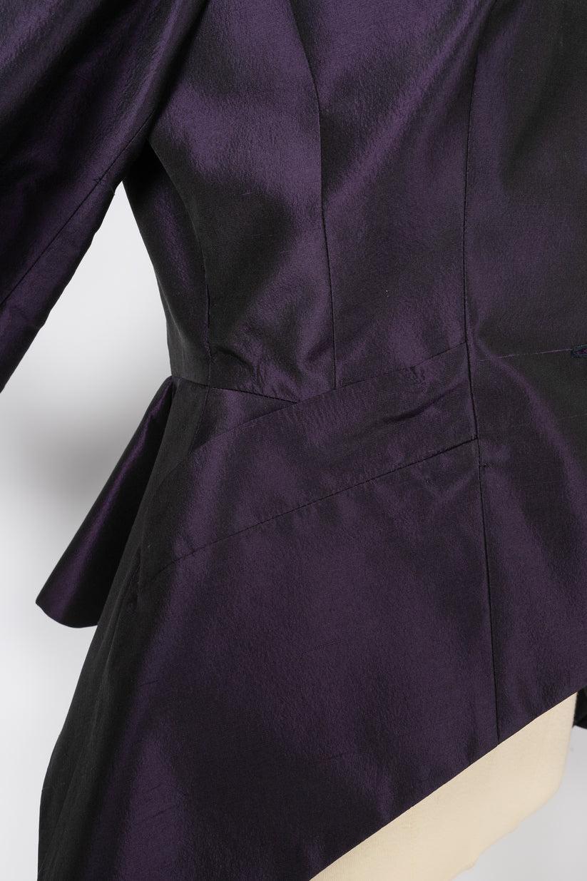 Christian Dior Purple Silk Set of Jacket and Skirt For Sale 5