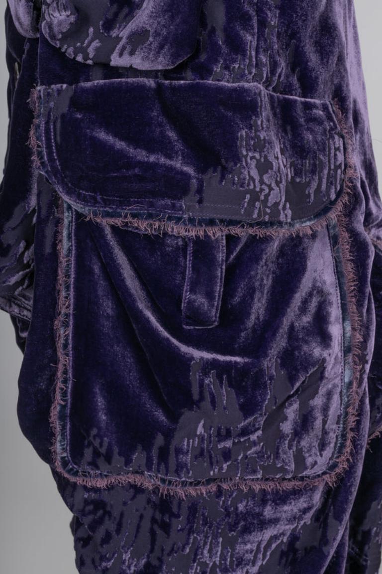 Manteau haute couture Christian Dior violet en velours de soie, 2005 en vente 6