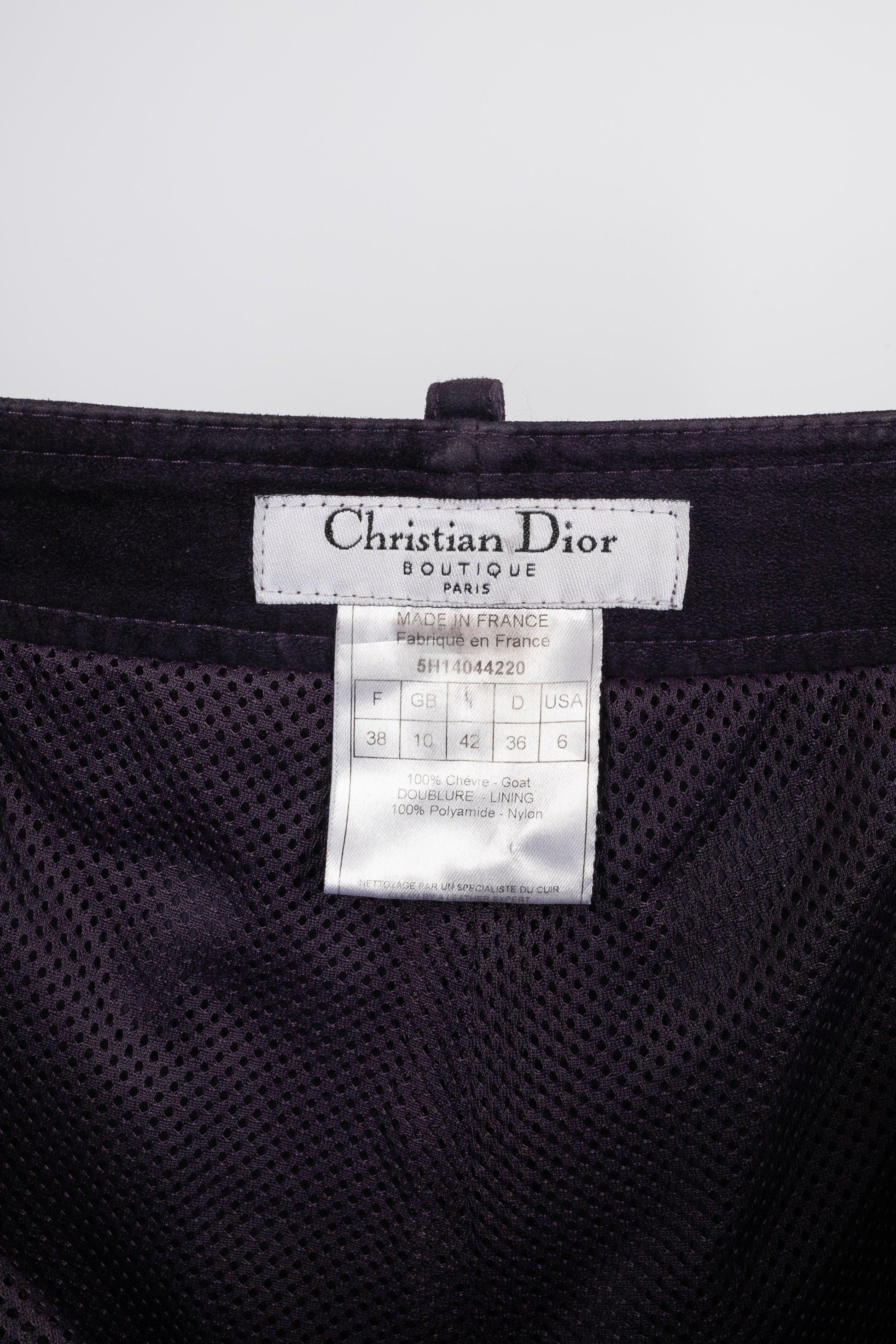 Christian Dior Pantalon en daim violet en vente 4