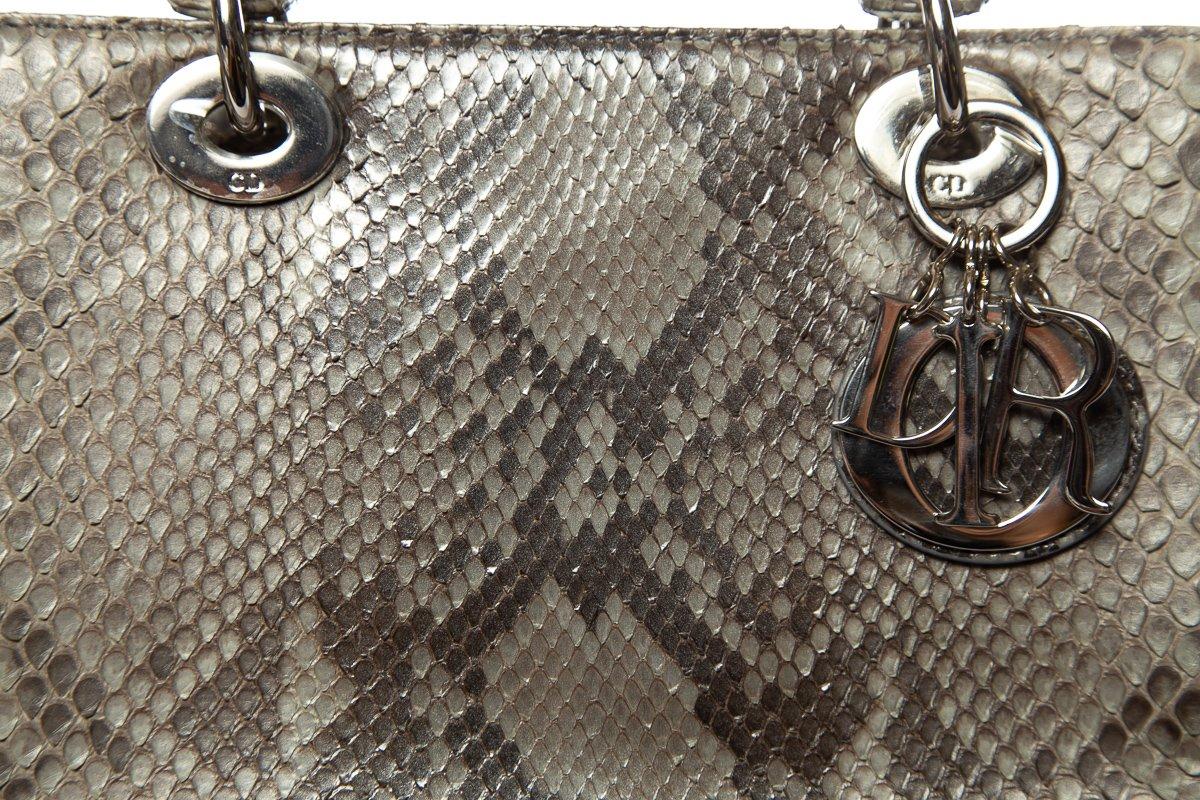 Gray CHRISTIAN DIOR  Python Lady Dior Bag For Sale