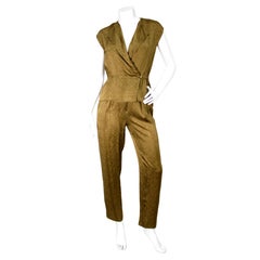 Christian Dior Python Print Silk Wrap Top & Pant Set circa 1970s