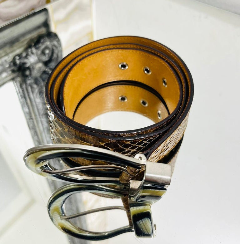 Christian Dior Python Skin Belt With Horn Embellished Buckle  display picture 2