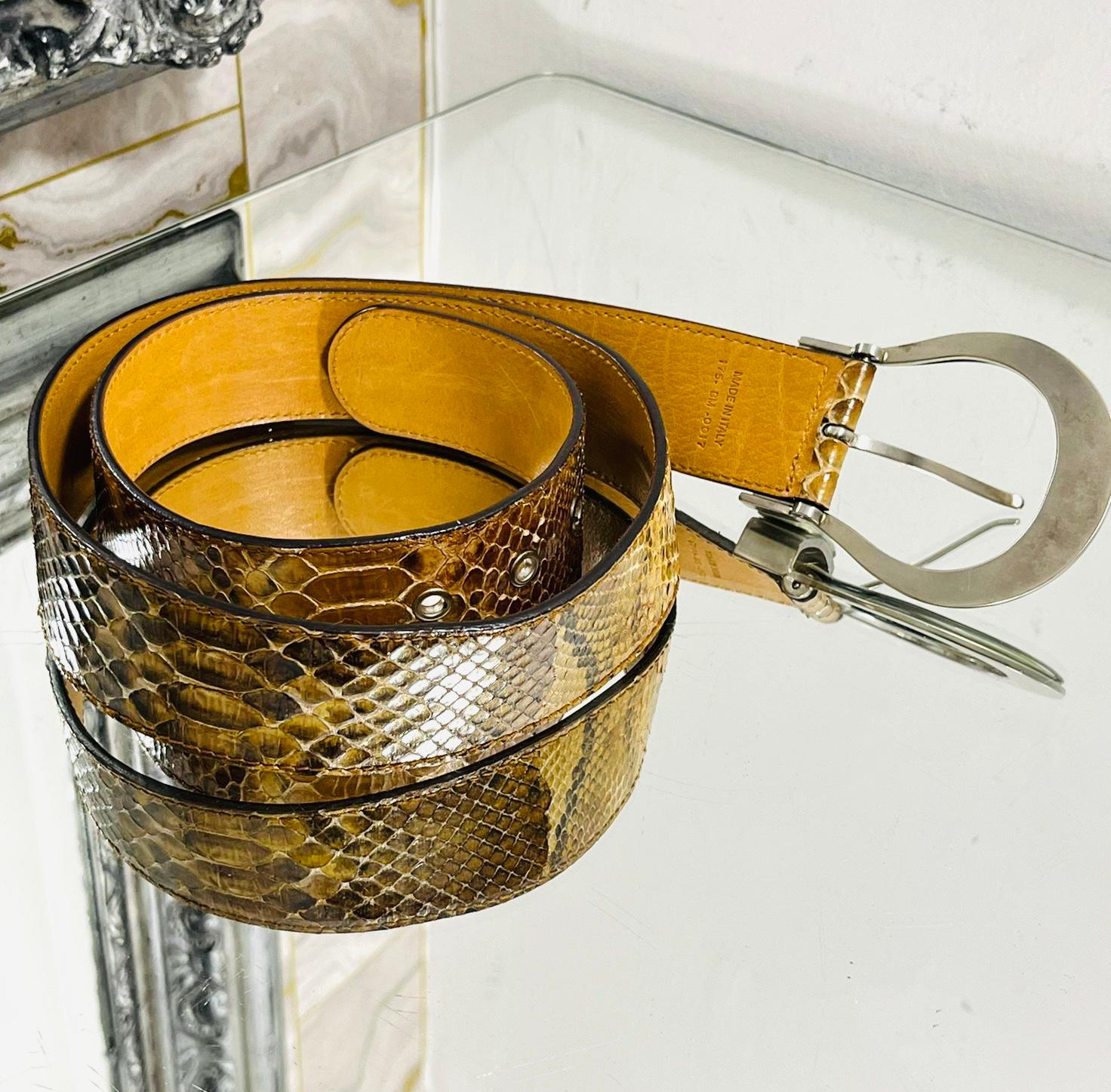 Christian Dior - Ceinture en peau de python avec boucle ornée de Horn Pour femmes en vente