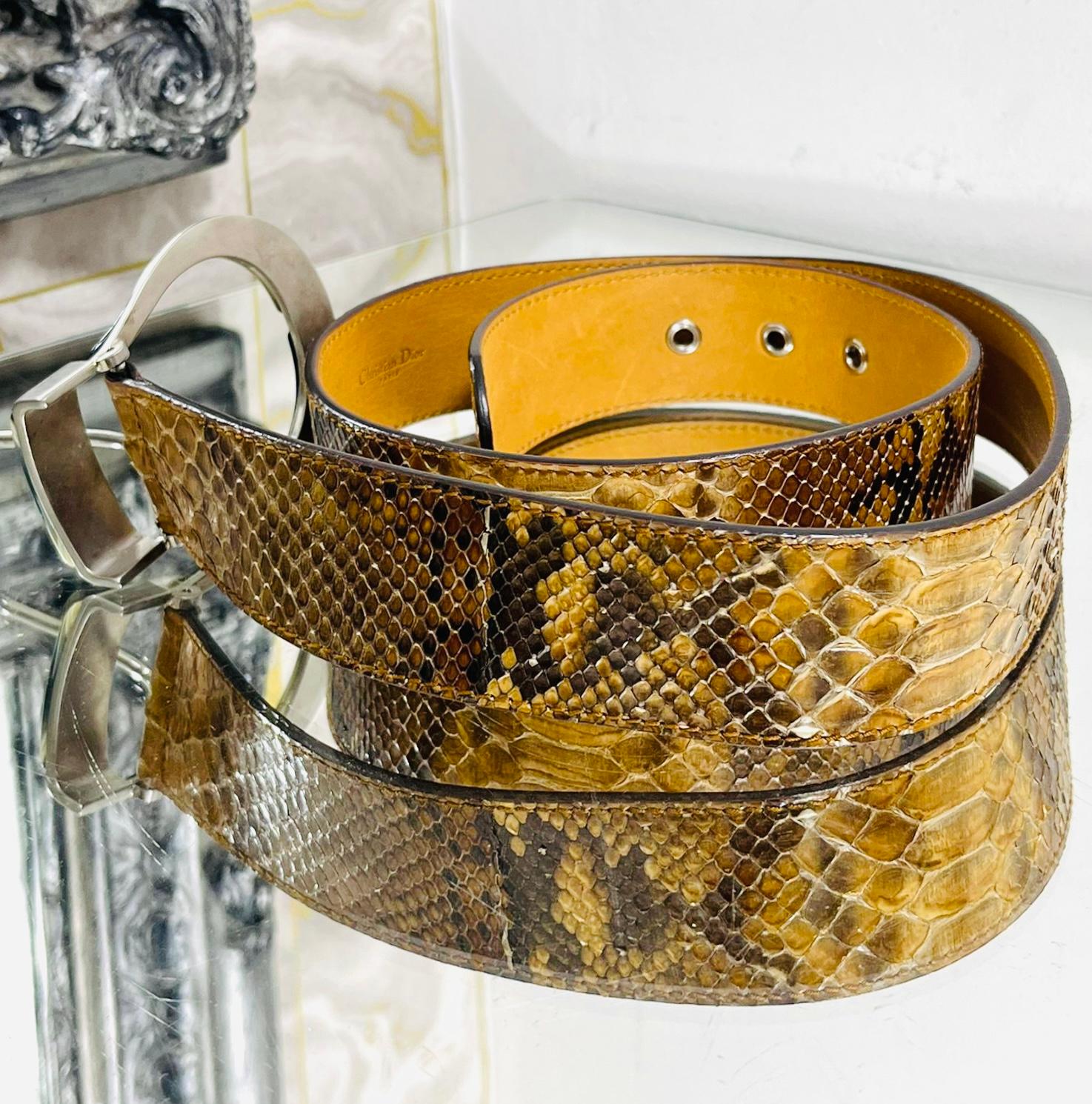 Christian Dior Python Skin Belt With Horn Embellished Buckle For Sale 1
