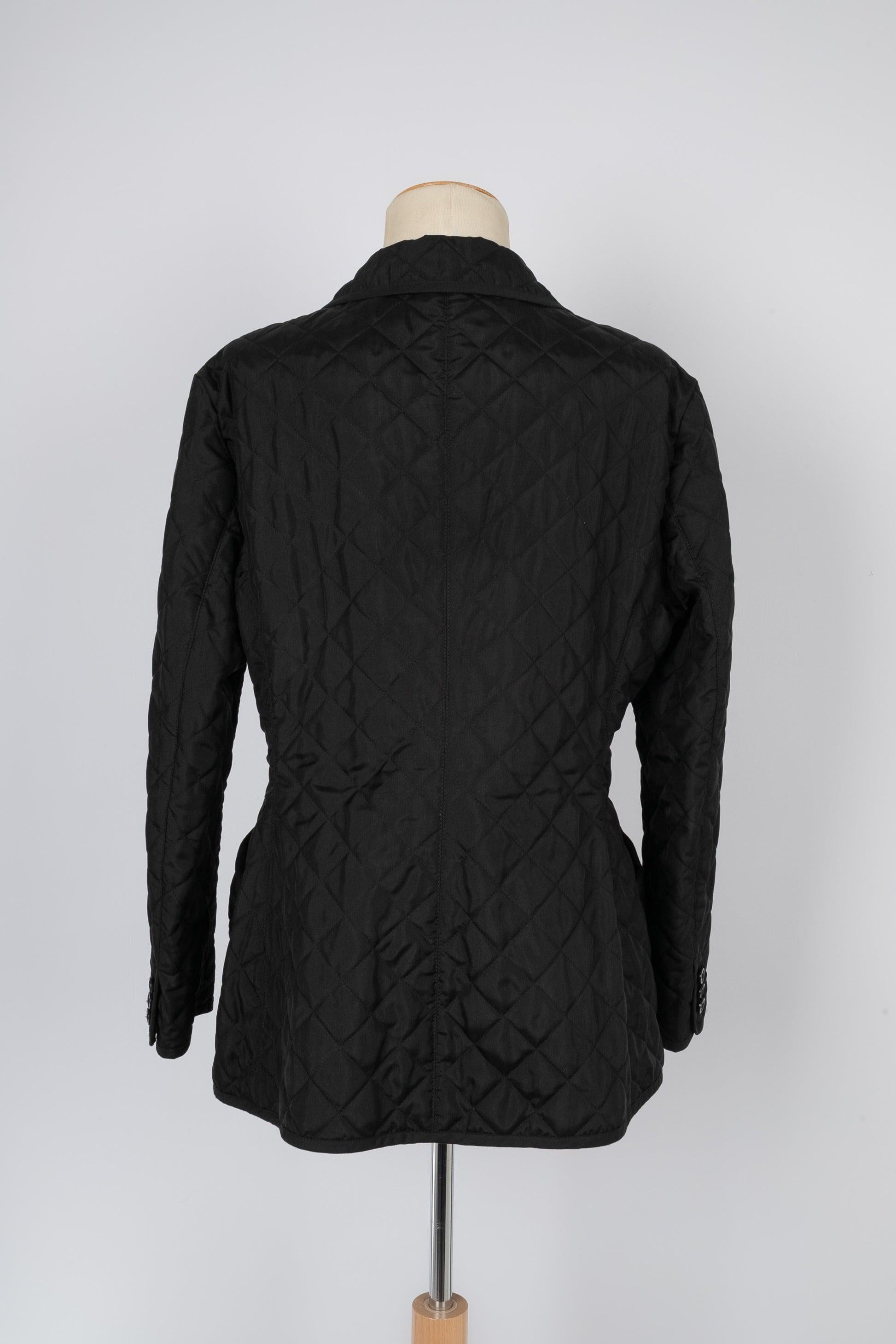 Christian Dior Quilted Black Silk Jacket In Excellent Condition In SAINT-OUEN-SUR-SEINE, FR