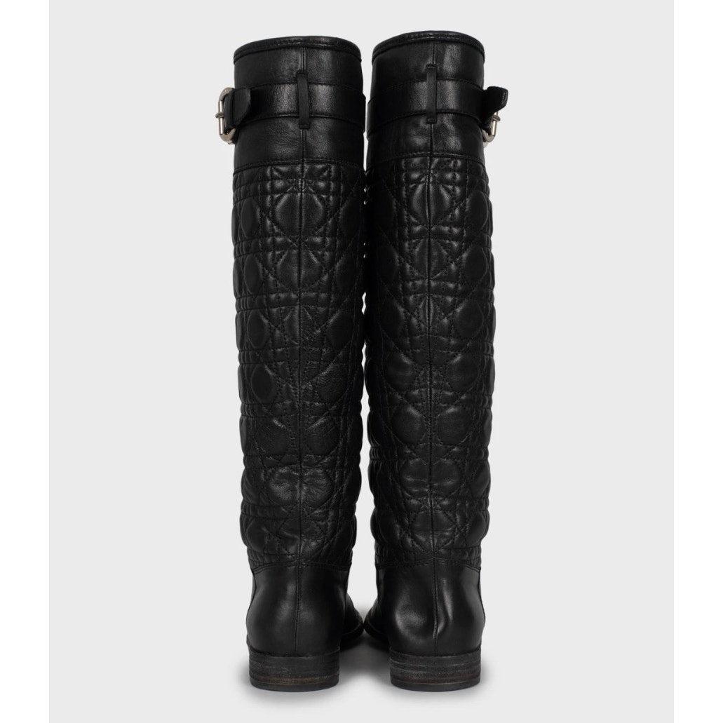 Christian Dior Gesteppte Lederstiefel - Schwarz - Größe 39.5 Damen im Angebot
