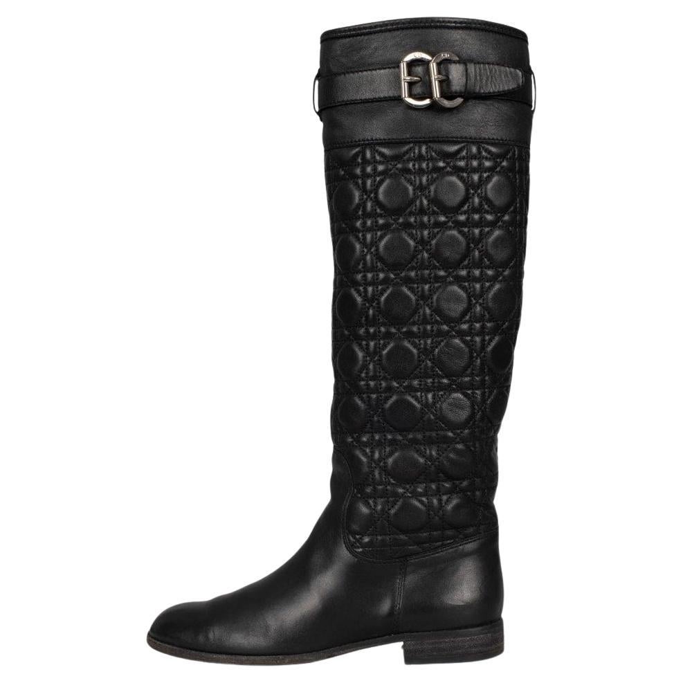 Christian Dior Bottes en cuir matelassé - Noir - Taille 39,5