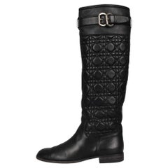 Christian Dior Gesteppte Lederstiefel - Schwarz - Größe 39.5