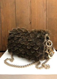 CHRISTIAN DIOR Rabbit Chain Bag Brown Gray